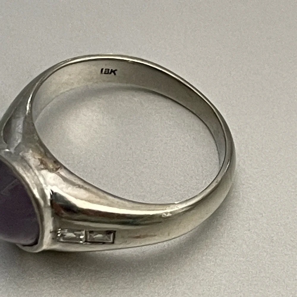 18k White Gold Star Sapphire Ring - Picture 8 of 14